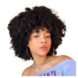 QUEENTAS 70s 80s Disco Wig - Curly Afro Wig (BROWN/Black)