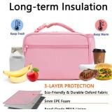 Insulated Pink Lunch Box - Small Soft Cooler, Portable Tote Kit