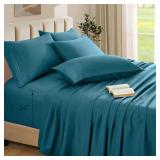 Ersmak Extra Deep Pocket King Sheets Set - 6 Piece Teal Sheets Set - Fits 18-24 Inches Mattress - Hotel Luxury 1800 Microfiber King Bed Sheets