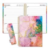 SUNEE 2025 Weekly and Monthly Planner - from January 2025 - December 2025, 8.5"x11" Daily Agenda Planner with Monthly Tab, Flexible Cover, Note Pages, Pockets, Bookmark, Spiral Binding, Marble