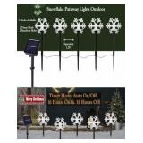 Christmas Snowflake Pathway Lights, 6 Pack Outside Walkway Markers Lights 7.5 Feet Christmas Outdoor Decorations Garden Stake Backyard Decor (White)