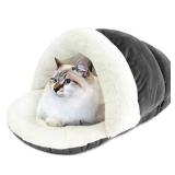 ASPCA Cat Cave Bed, Cozy Slipper for Indoor Pets, for Adults and Kittens, Gray Solid, 23