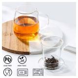 Glass Tea Infuser Cup with Strainer and Lid Gift Kit, Borosilicate Glass Teacup with Tea Filter for Blooming Tea and Loose Leaf Tea, Filter 99% of Tea Leaves, Lead-free, 17oz