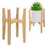 Rnined Plant Stand Indoor, Bamboo Plant Shelf, Adjustable Corner Plants Flower Holders Single Floor Plant Stand, Fits 8 to 12 Inches Pots,(Pot & Plant Not Included)(Nature)