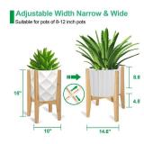 Rnined Plant Stand Indoor, Bamboo Plant Shelf, Adjustable Corner Plants Flower Holders Single Floor Plant Stand, Fits 8 to 12 Inches Pots,(Pot & Plant Not Included)(Nature)