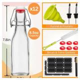 WILLDAN Set of 12-8.5oz Swing Top Glass Bottles - Flip Top Brewing Bottles For Kombucha, Kefir, Vanilla Extract, Beer - Airtight Caps and Leak Proof Lids, Bonus Gaskets and Funnel