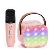 YLL Karaoke Machine for Kids Adults, Portable Mini Bluetooth Speaker with Wireless Microphone, Birthday Gifts Toys for Girls 4, 5, 6, 7, 8, 9, 10 +Year Old (Lightpink 1 Mic)