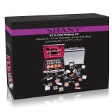 SHANY Carry All Makeup Train Case with Pro Makeup and Reusable Aluminum Case - Silver