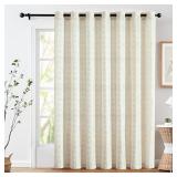 jinchan Boho Curtains Linen Blend Sliding Patio Door Curtains 84 Inches Long1 Panel Divider Drapes Extra Wide Sage Green Farmhouse Curtains for Living Room Striped Light Filtering Curtains