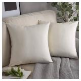 Phantoscope Pack of 2 Velvet Decorative Throw Decorative Pillow Cover Soft Solid Square Cushion Case for Couch Off White 22 x 22 inches 55 x 55 cm