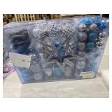 MERRYHEART 110Pcs Christmas Ball Ornaments Set, Assorted Blue and Silver Christmas Ornaments for Xmas Tree, Shatterproof Plastic Baubles Hanging Decorations for Holiday/Party/Wedding