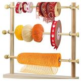 SAVINA Ribbon Organizer - Wooden Ribbon Rack Holder for Sewing Craft, Wreath, Mesh, Thread, Tape, Roll - Ideal for Florist Arts & Gift Wrapping Storage