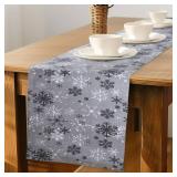 Urban Villa Christmas Table Runner Grey Snowflake Table Runner 14x72" 100% Cotton Over Sized Runner Heavier Quality Table Runner for Christmas Celebrations Dining Wedding Dinner Parties Everyday Use