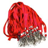 Beebel Red Lanyard Bulk Lanyards for Id Badges Flat Lanyard with Badge Clip Swivel Hook 50 Pack