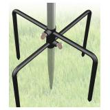 Garbuildman Pole Stabilizer Stand Base with 4 Prongs for Outdoor Bird Feeder Pole, In-Ground Support Applies to 0.31" to 0.74" Shepherds Hook, Black, 1 Pack, Measure Before Purchase