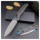 Folding Pocket Knife,Axis Lock Knife,3.15" Damascus Steel Knife, Black Carbon Fiber Handle with Pocket Clip for EDC. (Damascus)