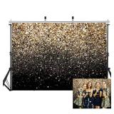 SJOLOON Black and Gold Backdrop Gold Spots Backdrop Vinyl Photography Backdrop Vintage Background for Family Birthday Party Newborn Studio Props 11547(7x5FT)