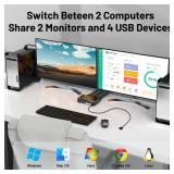 4K@144Hz KVM Switch 2 Monitors 2 Computers 8K@60Hz, MLEEDA HDMI and Displayport Dual Monitor KVM Switch with 4 USB 3.0 Port for Keyboard Mouse Printer, with Wired Remote, Power Adapter and USB Cables 