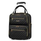 LUGGEX Underseat Carry On Luggage with Wheels, Stylish Lightweight Under Seat Luggage, Soft Sided Personal Item Suitcase for Short Trip (Black, 16 Inch) Retail $69.99