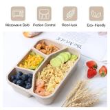 PUiKUS 4 Pack Bento Lunch Box, 4 Compartment Meal Prep Containers, Lunch Box for Kids, BPA Free Plastic Reusable Food Storage Containers - Stackable, Suitable for Schools, Companies,Work and Travel Re