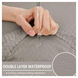 hyha Waterproof Couch Cushion Covers, Stretch Magic Sofa Slipcovers Washable, Thick Jacquard Fabric, Waterproof Sofa Covers for 3 Cushion Couch for Pets (3 Packs, Taupe)