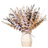 48 Pcs Fake Eucalyptus Stems Gold White Black Artificial Eucalyptus Branches Flower Leaf Black Decor for Party Farmhouse Home Bathroom Retail 24.18