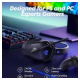 NUBWO G06 Dual Wireless Gaming Headset with Microphone for PS5, PS4, PC - 23ms Low Latency Audio - 100-Hour of Playtime - 50mm Drivers (Black-Blue) Retail $49.99