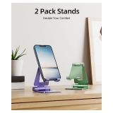 Nulaxy 2 Pack Dual Folding Cell Phone Stand, Fully Adjustable Foldable Desktop Phone Holder Cradle Dock Compatible with Phone 16 15 14 13 12 Pro Xs Xs Max Xr, All Phones, Purple&Green Retail $19.94