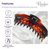 Parcelona French Bend Narrow Large Jumbo 6" Tortoise Shell Cellulose No Slip Grip Covered Spring Jaw Hair Claw Clip Clamp for Women Girls Durable Paris Hair Accessories, Made in France (Shell) Retail 