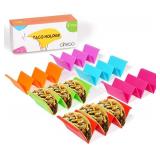 Ginkgo Colorful Taco Holders set of 6 Large Taco Tray Stands for Party, Each Can Hold 2 or 3 Tacos, Premium Taco Bar Accessories, BPA Free, Tray Plates Dishwasher and Microwave Safe Retail $9.99