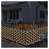 Anycosy 210 LED Solar Net Lights Outdoor,12Ft x 2Ft Warm White Fence Net Lights with 8 Modes & Memory, IP44 Waterproof Fairy Mesh Lights for Fence Deck Backyard Patio Balcony Decor