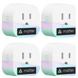 meross Matter Smart Plug Mini, FFS Easy Setup, 100% Privacy Smart Outlet, Compact Size, Support Apple Home, Alexa, Google Home with Schedule and Timer, App and Voice Control, 2.4G Wi-Fi Only (4 Pack)