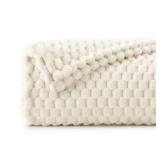 BEDELITE Fleece Blanket - 3D Jacquard Decorative Cream Throw Blankets for Couch & Bed, Soft and Cozy Warm Plush Fluffy Blanket All Seasons Suitable, 50x60Inches