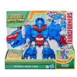 Transformers Dinobot Adventures Optimus Prime T-Rex Converting Toy with Lights and Sounds, 9+ Inch Action Figure, Ages 3 and Up