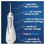 Waterpik Cordless Advanced 2.0 Water Flosser For Teeth, Gums, Braces, Dental Care With Travel Bag and 4 Tips, ADA Accepted, Rechargeable, Portable, and Waterproof, White WP-580, Packaging May Vary - R