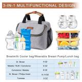 BABEYER Breastmilk Cooler Bag with Ice Pack Fits 6 Baby Bottles up to 9 Ounce, Wearable Breast Pumps Cooler Bag for Nursing Mom Daycare, Work, Travel- Grey