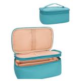 Relavel Travel Makeup Bag, Compact Cosmetic Bag for Women, Waterproof Makeup Brush Holder Organizer with Adjustable Dividers (Blue)