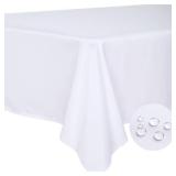 BYDOLL Table Cloth White 60x84 Inch Tablecloth for 6 Foot Rectangle Tables Outdoor Washable Wrinkle Free and Spillproof Polyester Tablecloth for Festival Camping Picnic Party Cover