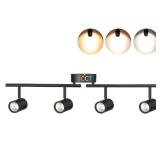 CLOUDY BAY 30W 4-Head LED Dimmable Track Light Kit,3000K/4000K/5000K Selectable 2400lm CRI90,Flexibly Rotatable Light Head for Accent Decorative Lighting,Black