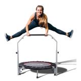 BCAN 40" Foldable Mini Trampoline Max Load 330lbs, Fitness Rebounder with Adjustable Foam Handle, Exercise Trampoline for Adults Indoor/Garden Workout