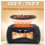 Tandoori Electric Oven - Tandoor Bread Oven for Chapati Roti Lahmacun Manakish Naan, Dual-Function Frying and Baking Pizza Oven, 122Â°F-752Â°F Temperature Control, 15L Countertop Pizza Maker