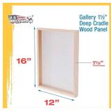 U.S. Art Supply Unfinished Cradled Wood Panels for Painting, 2 Pack of 12x16 inch - Gallery Birch Wooden Canvas Boards 1-1/2" Deep - Mixed-Media Craft, Acrylic, Oil, Encaustic, Paint Pouring