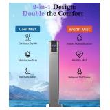 YOKEKON Cool and Warm Mist Humidifier Large Room, 3.4Gal Whole House Humidifiers for Home Bedroom1000 sq ft, Top Fill, 3 Mist Modes, 12H Timer, Aroma Box, Baby Yoga Plants, Silver *Retail $144