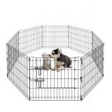 PEEKABOO Dog Pen Pet Playpen Dog Fence Indoor Foldable Metal Wire Exercise Puppy Play Yard Pet Enclosure Outdoor 8 Panels 24 Inch (Only Black playpen)