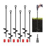 6 Pcs 30 Inch Shed Anchor Kit Spiral Blade Auger Ground Anchors Heavy Duty Shed Anchors Wind Stakes for Trailer, Shelters, Tents, Canopies, Trapping, Swing Sets