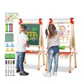 JOYOOSS Easel for Kids Art Easel Kids Easels for Toddlers,Wooden Kid Easel with Paper Roll - Adjustable Magnetic Double Sided, Toddler Art Easel for Toddlers 2-4 Years and Art Easel for Kids Ages 4-8