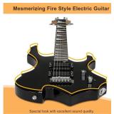 Glarry Cool Burning Fire Style Electric Guitar Christmas gift for Beginner Guitar Lover with Accessories Pack (Black)