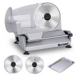 Meat Slicer, 200W Electric Food Slicer with 2 Removable 7.5" Stainless Steel Blades and Stainless Steel Tray, Child Lock Protection, Adjustable Thickness, Food Slicer Machine for Meat Cheese Bread