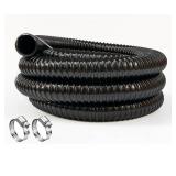 1 1/2 Inch Pond Sump Pump Discharge Hose Corrugated Water Hose Black PVC Strong Flexible Tubing 10Ft