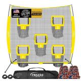 Football Throwing Target Net, 8x8 FT, Portable Football Training Equipment Accessories, Upgraded Weather Resistance Quarterback Practice Toss Thrower Trainer Gear Launcher